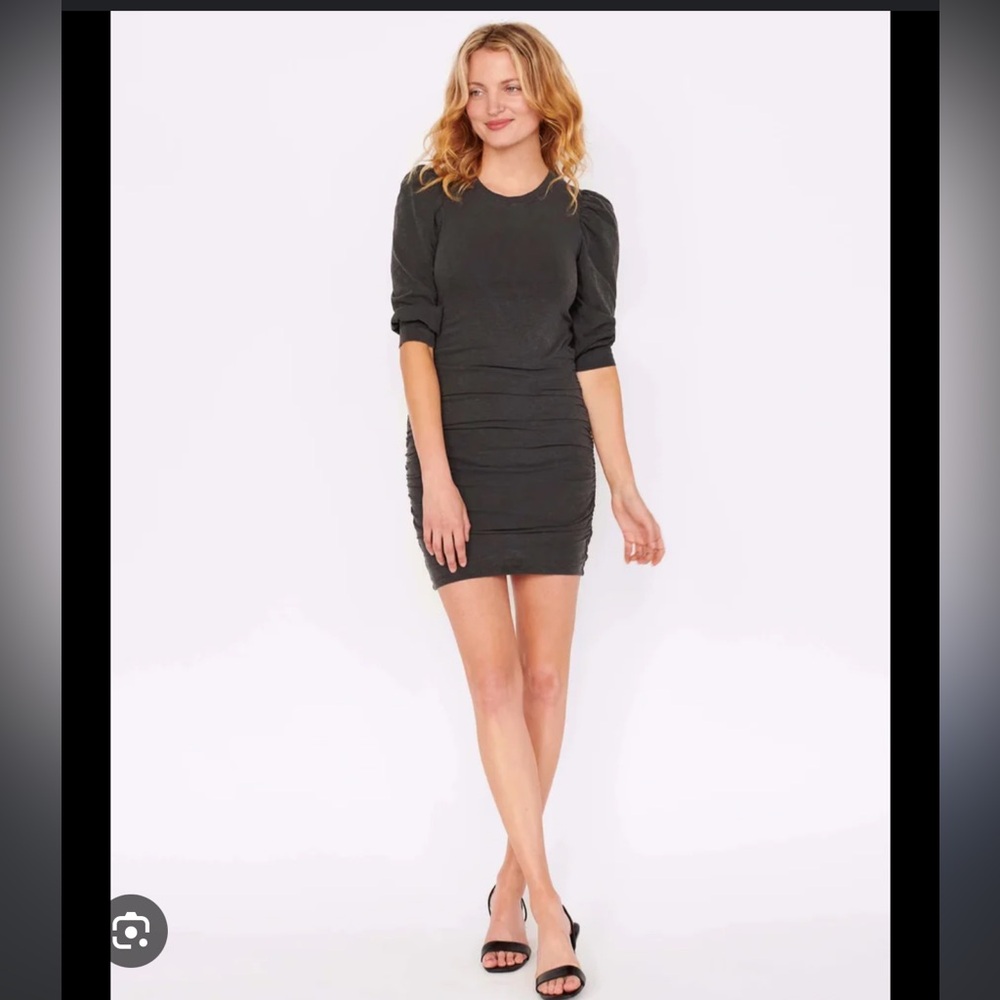Sundry THREE-QUARTER PUFF SLEEVE DRESS